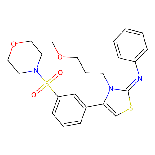 N-[(2Z)-3-(3-methoxypropyl)-4-[3-(morpholin-4-ylsulfonyl)phenyl]-1,3-thiazol-2(3H)-ylidene]aniline structure