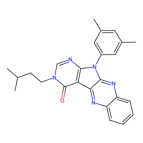 11-(3,5-dimethylphenyl)-3-(3-methylbutyl)-3,11-dihydro-4H-pyrimido[5',4':4,5]pyrrolo[2,3-b]quinoxalin-4-one structure