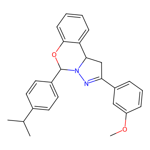 2-(3-methoxyphenyl)-5-(4-propan-2-ylphenyl)-5,10b-dihydro-1H-pyrazolo[1,5-c][1,3]benzoxazine structure