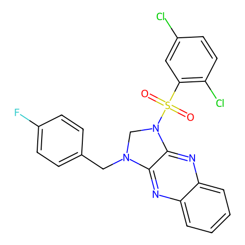 3-(2,5-dichlorophenyl)sulfonyl-1-[(4-fluorophenyl)methyl]-2H-imidazo[4,5-b]quinoxaline structure