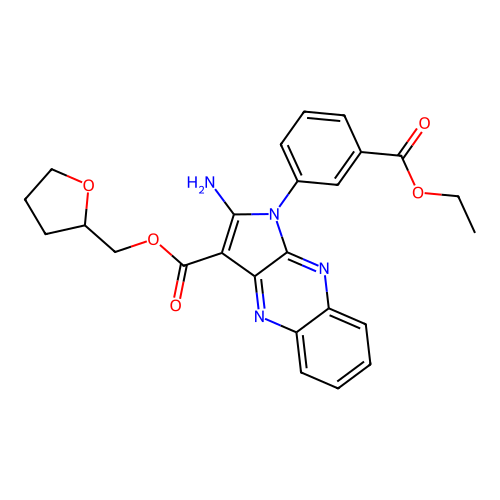 oxolan-2-ylmethyl 2-amino-1-(3-ethoxycarbonylphenyl)pyrrolo[3,2-b]quinoxaline-3-carboxylate structure