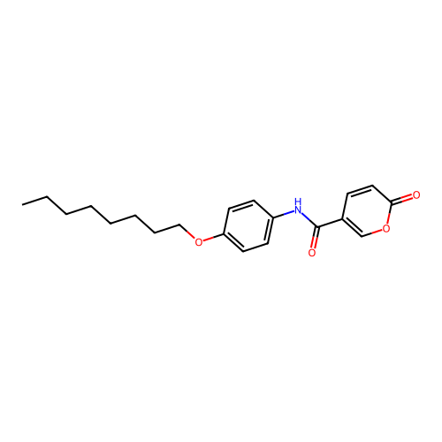 N-(4-(octyloxy)phenyl)-2-oxo-2H-pyran-5-carboxamide structure