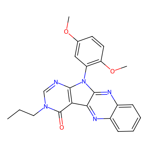 11-(2,5-dimethoxyphenyl)-3-propyl-3,11-dihydro-4H-pyrimido[5',4':4,5]pyrrolo[2,3-b]quinoxalin-4-one structure