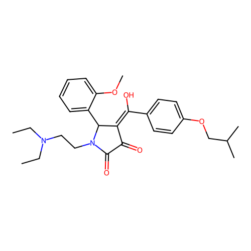(4E)-1-(2-diethylaminoethyl)-4-[hydroxy-[4-(2-methylpropoxy)phenyl]methylidene]-5-(2-methoxyphenyl)pyrrolidine-2,3-dione structure