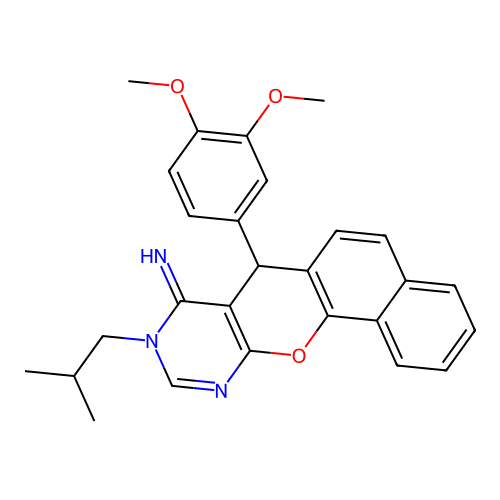 7-(3,4-dimethoxyphenyl)-9-(2-methylpropyl)-7,9-dihydro-8H-benzo[7,8]chromeno[2,3-d]pyrimidin-8-imine structure