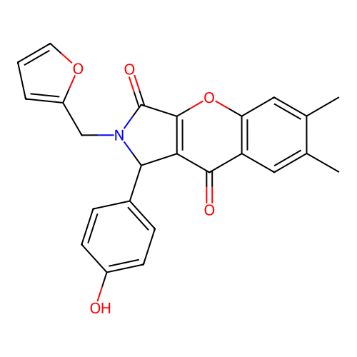 2-(furan-2-ylmethyl)-1-(4-hydroxyphenyl)-6,7-dimethyl-1,2-dihydrochromeno[2,3-c]pyrrole-3,9-dione structure