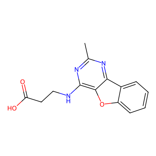 3-(2-Methyl-benzo[4,5]furo[3,2-d]pyrimidin-4-ylamino)-propionic acid structure