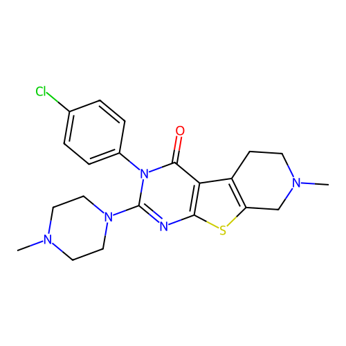 3-(4-chlorophenyl)-7-methyl-2-(4-methylpiperazin-1-yl)-5,6,7,8-tetrahydropyrido[4',3':4,5]thieno[2,3-d]pyrimidin-4(3H)-one structure