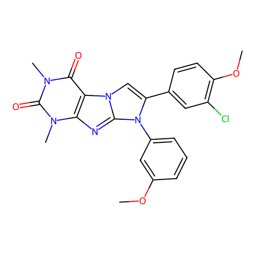 7-(3-chloro-4-methoxyphenyl)-8-(3-methoxyphenyl)-1,3-dimethyl-1H-imidazo[2,1-f]purine-2,4(3H,8H)-dione structure
