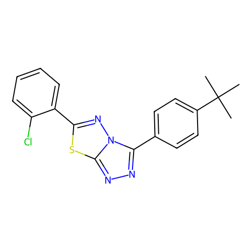3-(4-tert-butylphenyl)-6-(2-chlorophenyl)-[1,2,4]triazolo[3,4-b][1,3,4]thiadiazole structure
