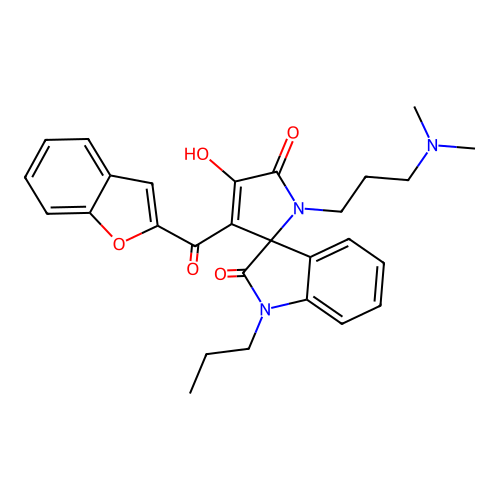 3'-(1-benzofuran-2-ylcarbonyl)-1'-[3-(dimethylamino)propyl]-4'-hydroxy-1-propylspiro[indole-3,2'-pyrrole]-2,5'(1H,1'H)-dione structure
