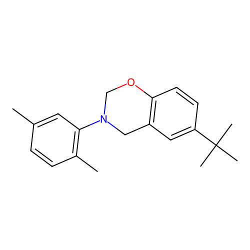 6-tert-butyl-3-(2,5-dimethylphenyl)-3,4-dihydro-2H-1,3-benzoxazine structure