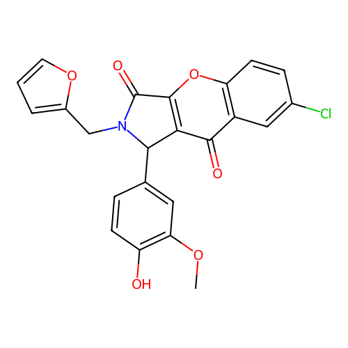 7-chloro-2-(furan-2-ylmethyl)-1-(4-hydroxy-3-methoxyphenyl)-1,2-dihydrochromeno[2,3-c]pyrrole-3,9-dione structure