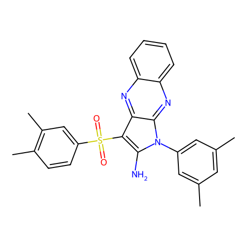 1-(3,5-dimethylphenyl)-3-(3,4-dimethylphenyl)sulfonylpyrrolo[3,2-b]quinoxalin-2-amine structure
