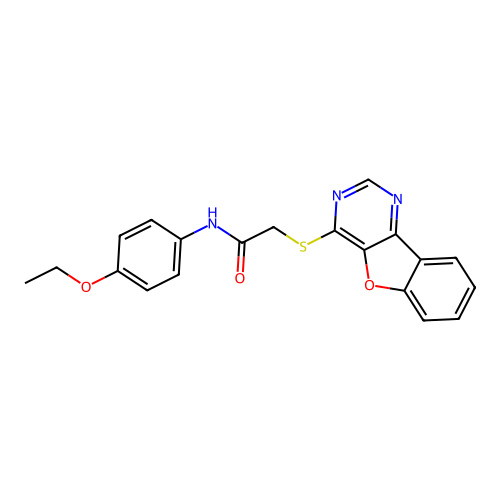 2-(benzofuro[3,2-d]pyrimidin-4-ylthio)-N-(4-ethoxyphenyl)acetamide structure