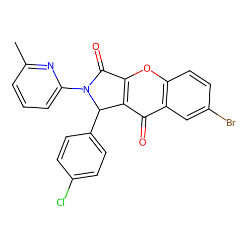 7-bromo-1-(4-chlorophenyl)-2-(6-methylpyridin-2-yl)-1,2-dihydrochromeno[2,3-c]pyrrole-3,9-dione structure
