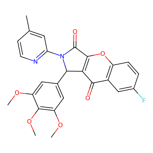 7-fluoro-2-(4-methylpyridin-2-yl)-1-(3,4,5-trimethoxyphenyl)-1,2-dihydrochromeno[2,3-c]pyrrole-3,9-dione structure