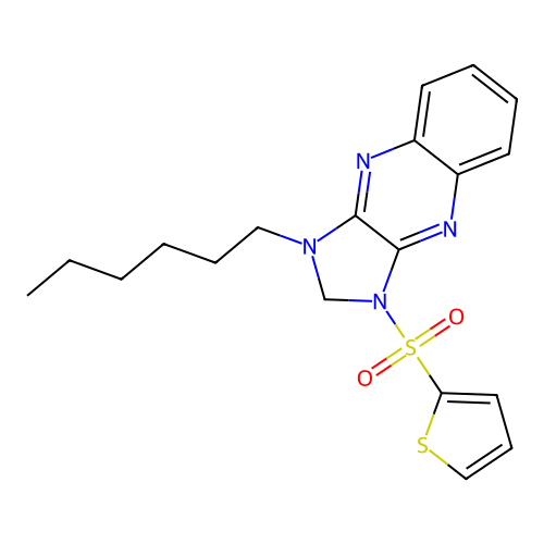 1-hexyl-3-(thiophen-2-ylsulfonyl)-2,3-dihydro-1H-imidazo[4,5-b]quinoxaline structure