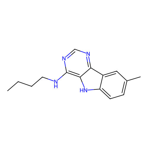 N-butyl-8-methyl-5H-pyrimido[5,4-b]indol-4-amine structure