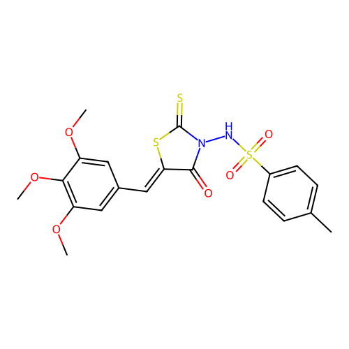 4-methyl-N-[(5Z)-4-oxo-2-sulfanylidene-5-[(3,4,5-trimethoxyphenyl)methylidene]-1,3-thiazolidin-3-yl]benzenesulfonamide structure