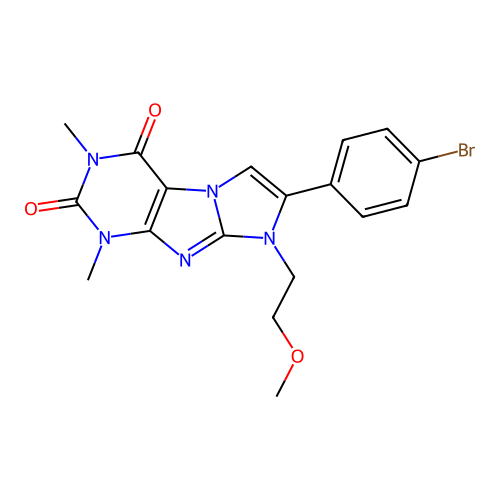7-(4-bromophenyl)-8-(2-methoxyethyl)-1,3-dimethyl-1H-imidazo[2,1-f]purine-2,4(3H,8H)-dione structure