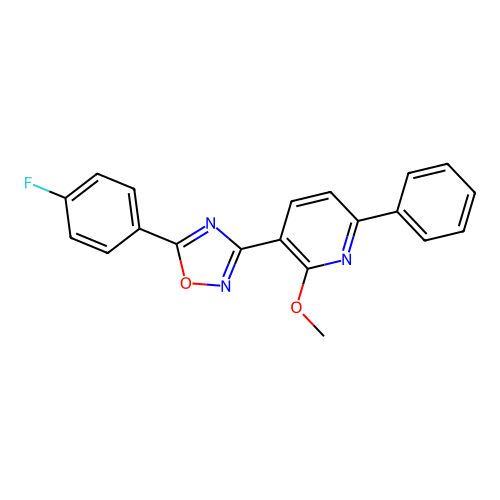 5-(4-Fluorophenyl)-3-(2-methoxy-6-phenylpyridin-3-yl)-1,2,4-oxadiazole structure