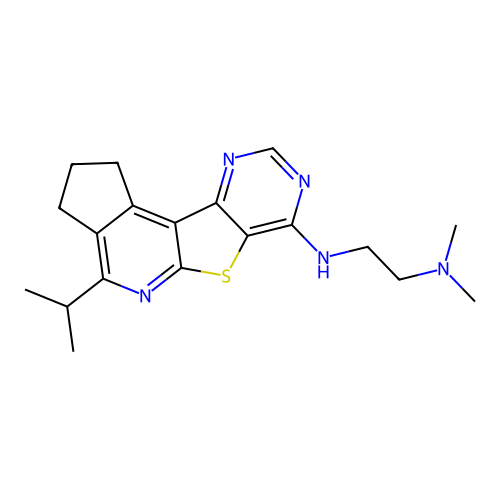 N,N-dimethyl-N'-[4-(propan-2-yl)-2,3-dihydro-1H-cyclopenta[4',5']pyrido[3',2':4,5]thieno[3,2-d]pyrimidin-7-yl]ethane-1,2-diamine structure