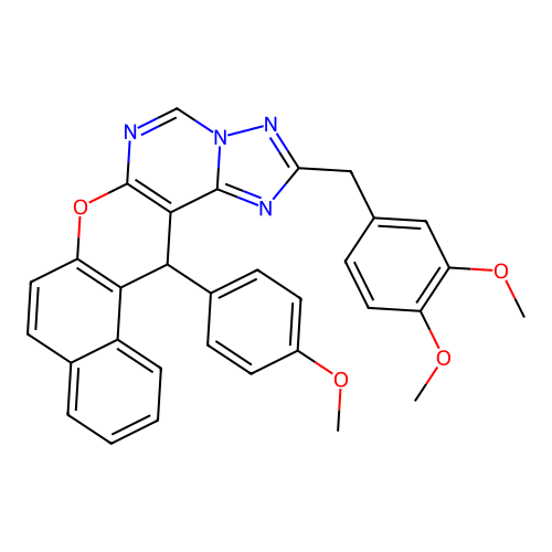 2-(3,4-dimethoxybenzyl)-14-(4-methoxyphenyl)-14H-benzo[5,6]chromeno[3,2-e][1,2,4]triazolo[1,5-c]pyrimidine structure