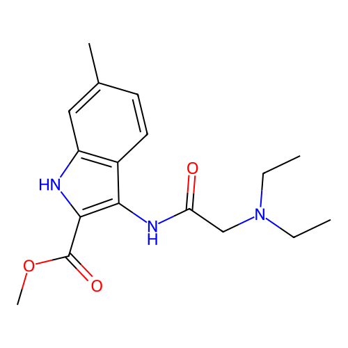methyl 3-[(N,N-diethylglycyl)amino]-6-methyl-1H-indole-2-carboxylate structure