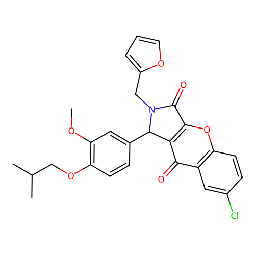 7-chloro-2-(2-furylmethyl)-1-(4-isobutoxy-3-methoxyphenyl)-1,2-dihydrochromeno[2,3-c]pyrrole-3,9-dione structure