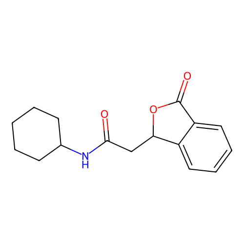 N-cyclohexyl-2-(3-oxo-1,3-dihydro-2-benzofuran-1-yl)acetamide structure