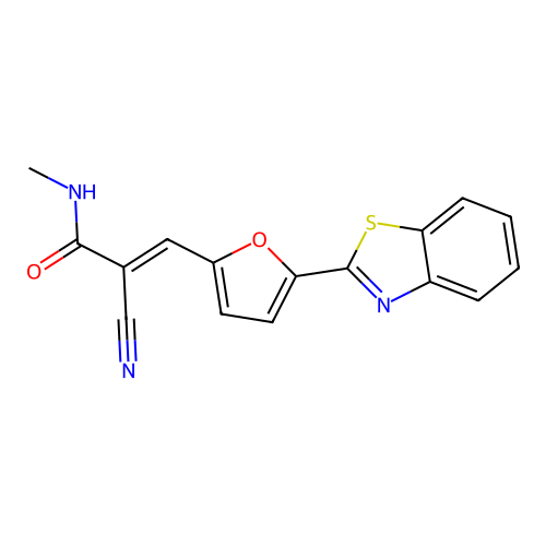 (E)-3-(5-Benzothiazol-2-yl-furan-2-yl)-2-cyano-N-methyl-acrylamide structure