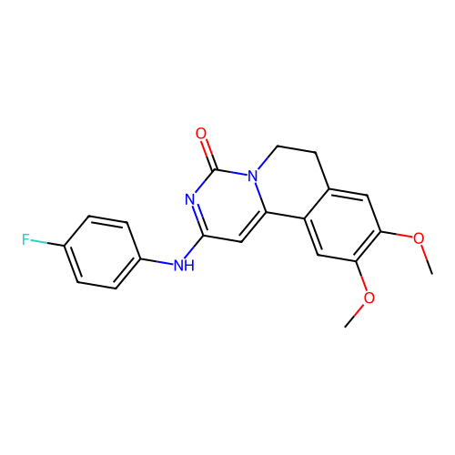 2-(4-Fluoroanilino)-9,10-dimethoxy-6,7-dihydropyrimido[6,1-a]isoquinolin-4-one structure