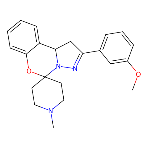 2'-(3-methoxyphenyl)-1-methyl-1',10b'-dihydrospiro[piperidine-4,5'-pyrazolo[1,5-c][1,3]benzoxazine] structure