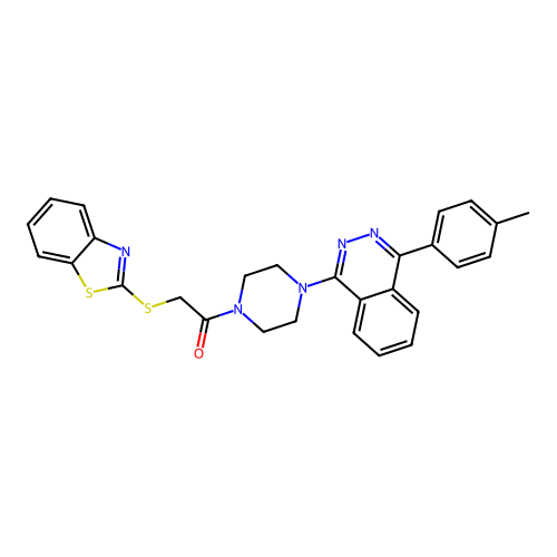 2-(benzo[d]thiazol-2-ylthio)-1-(4-(4-(p-tolyl)phthalazin-1-yl)piperazin-1-yl)ethanone structure