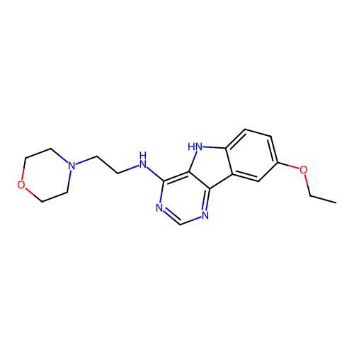 8-ethoxy-N-[2-(morpholin-4-yl)ethyl]-5H-pyrimido[5,4-b]indol-4-amine structure
