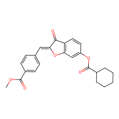 (Z)-methyl 4-((6-((cyclohexanecarbonyl)oxy)-3-oxobenzofuran-2(3H)-ylidene)methyl)benzoate structure