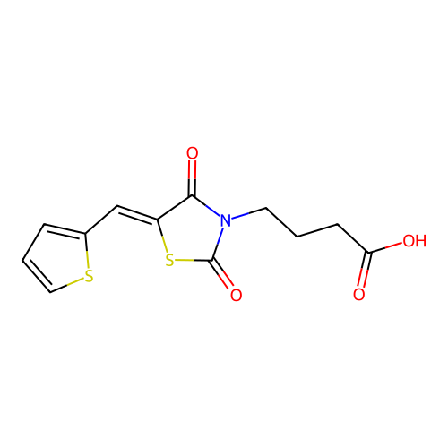(Z)-4-(2,4-dioxo-5-(thiophen-2-ylmethylene)thiazolidin-3-yl)butanoic acid structure