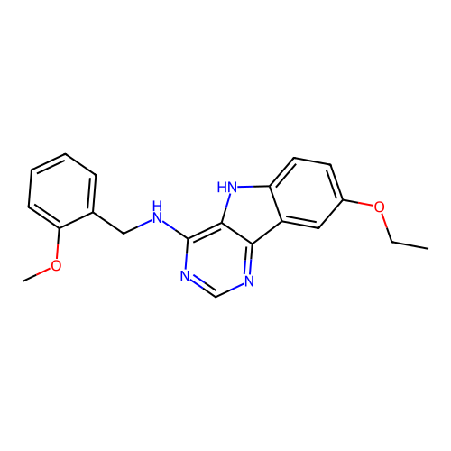 8-ethoxy-N-(2-methoxybenzyl)-5H-pyrimido[5,4-b]indol-4-amine structure