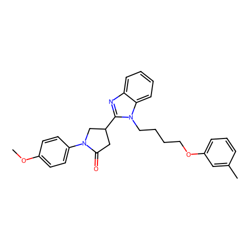 1-(4-methoxyphenyl)-4-{1-[4-(3-methylphenoxy)butyl]-1H-benzimidazol-2-yl}pyrrolidin-2-one structure