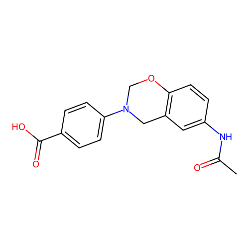 4-[6-(acetylamino)-2H-1,3-benzoxazin-3(4H)-yl]benzoic acid structure
