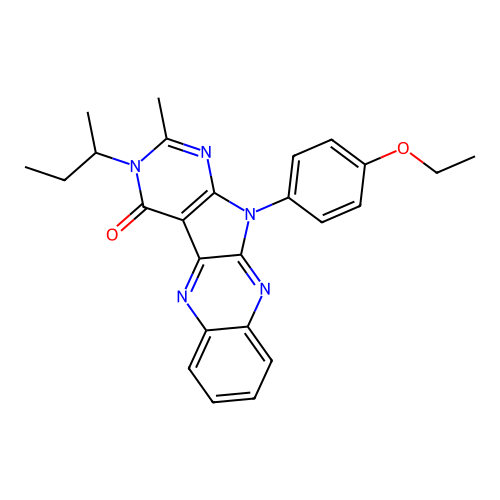 3-(butan-2-yl)-11-(4-ethoxyphenyl)-2-methyl-3,11-dihydro-4H-pyrimido[5',4':4,5]pyrrolo[2,3-b]quinoxalin-4-one structure