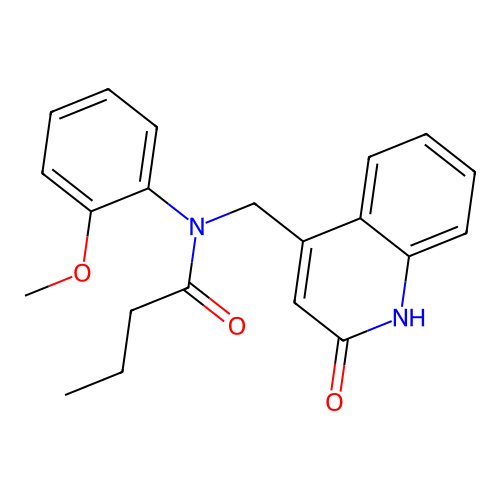 N-[(2-hydroxyquinolin-4-yl)methyl]-N-(2-methoxyphenyl)butanamide structure