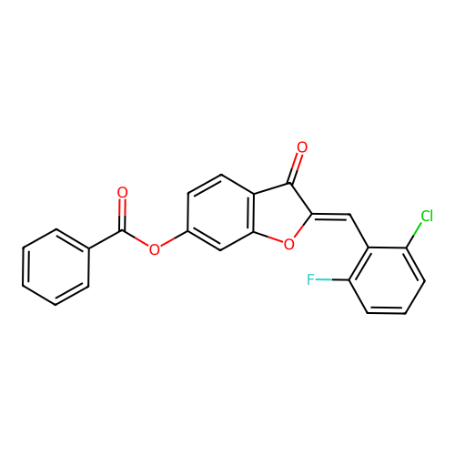 2-[(6-Chloro-2-fluorophenyl)methylene]-3-oxobenzo[3,4-b]furan-6-yl benzoate structure