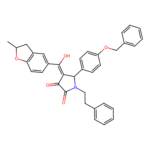(4E)-4-[hydroxy-(2-methyl-2,3-dihydro-1-benzofuran-5-yl)methylidene]-1-phenethyl-5-(4-phenylmethoxyphenyl)pyrrolidine-2,3-dione structure