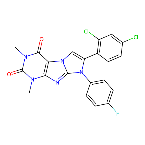 C21H14Cl2FN5O2 structure