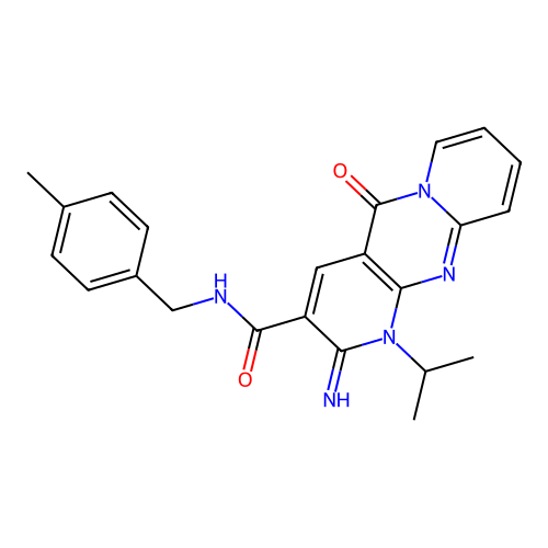 2-imino-1-isopropyl-N-(4-methylbenzyl)-5-oxo-2,5-dihydro-1H-dipyrido[1,2-a:2',3'-d]pyrimidine-3-carboxamide structure