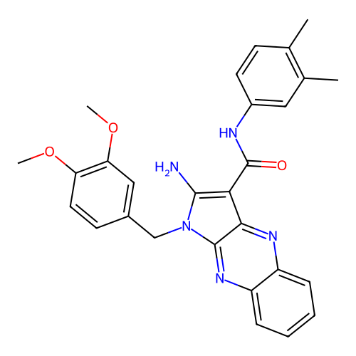 2-amino-1-(3,4-dimethoxybenzyl)-N-(3,4-dimethylphenyl)-1H-pyrrolo[2,3-b]quinoxaline-3-carboxamide structure