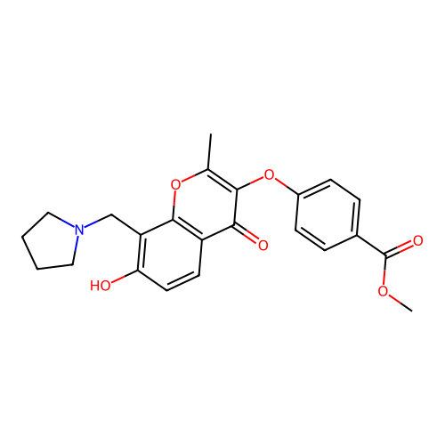 methyl 4-({7-hydroxy-2-methyl-4-oxo-8-[(pyrrolidin-1-yl)methyl]-4H-chromen-3-yl}oxy)benzoate structure