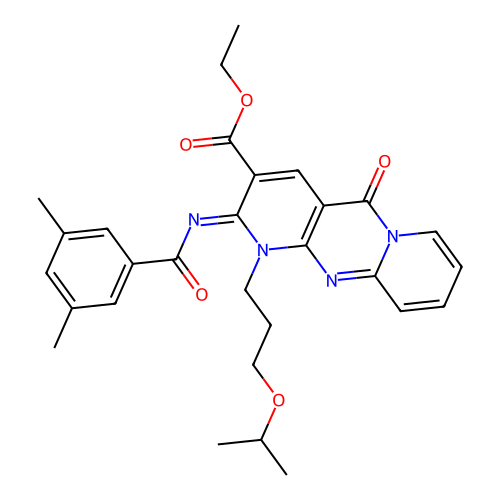 (Z)-ethyl 2-((3,5-dimethylbenzoyl)imino)-1-(3-isopropoxypropyl)-5-oxo-2,5-dihydro-1H-dipyrido[1,2-a:2',3'-d]pyrimidine-3-carboxylate structure